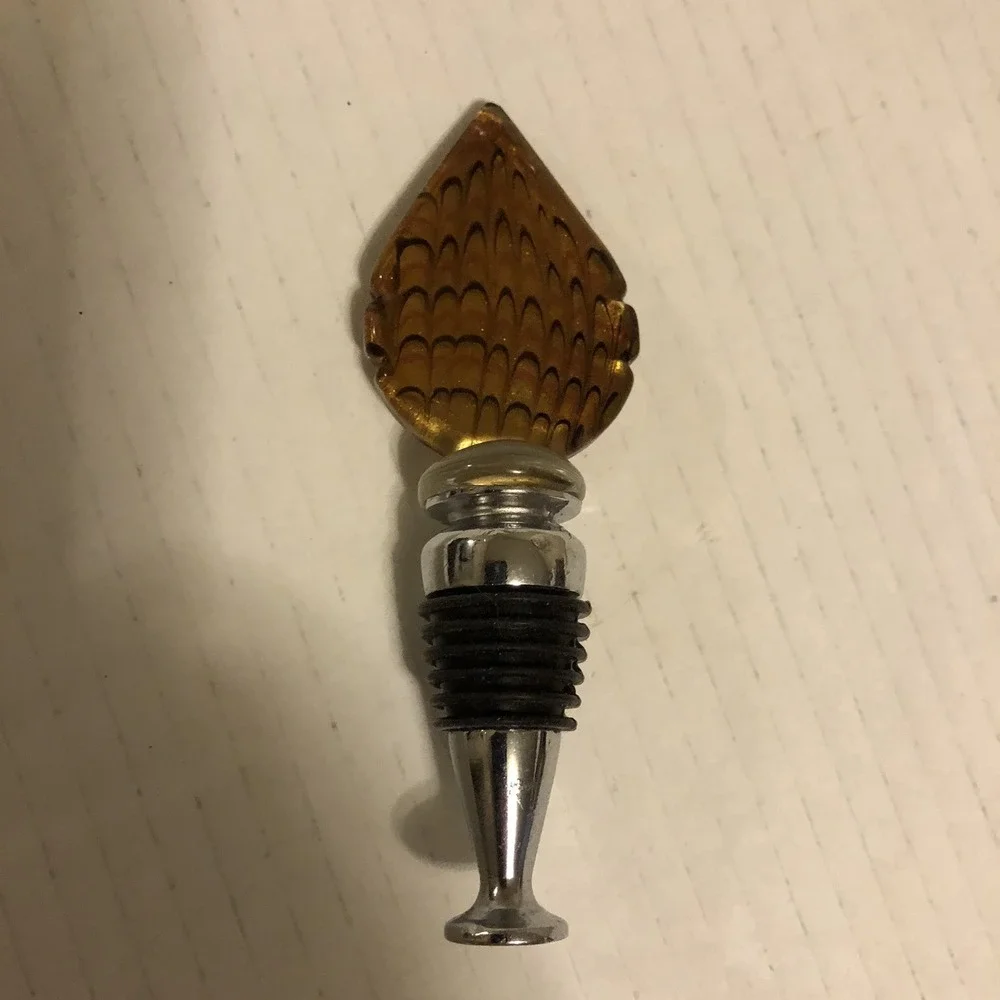 Wine Stopper, Leaf Shaped Glass Wine Stopper Fall Decor Stopper